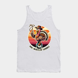 One-Wheelin' Gobble - Fun Turkey Adventure Tank Top